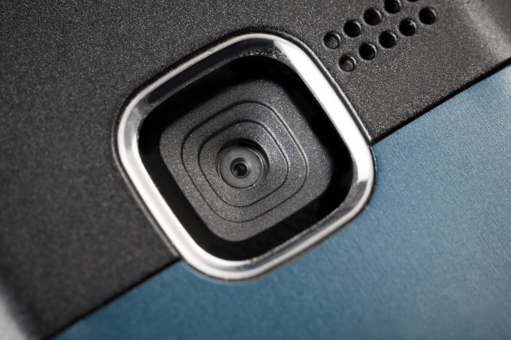 Detail of the objective of a mobile phone micro camera